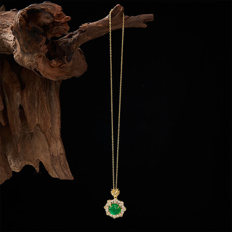 Buddha Stones Round Green Jade Abundance Pendant Necklace - image 4