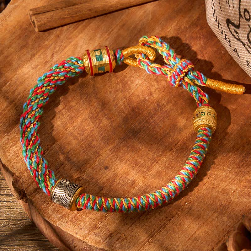 Buddha Stones Hand-Woven Om Mani Padme Hum Five Elements Wuxing Wisdom Tibetan Braided Bracelet - image 11