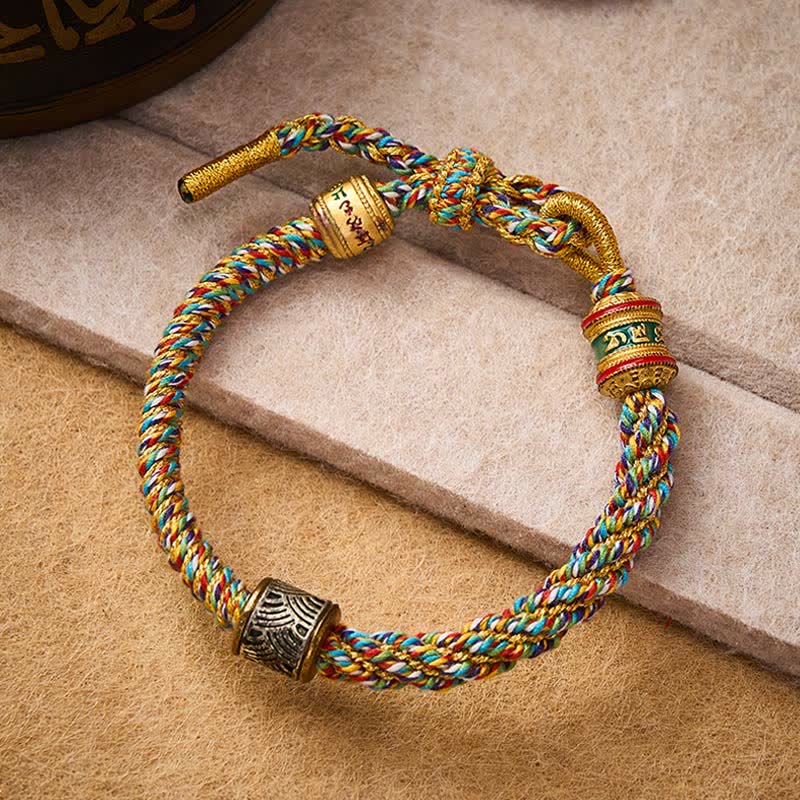 Buddha Stones Hand-Woven Om Mani Padme Hum Five Elements Wuxing Wisdom Tibetan Braided Bracelet - image 39