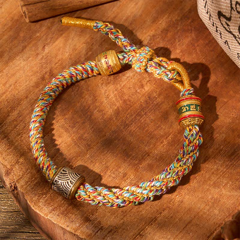 Buddha Stones Hand-Woven Om Mani Padme Hum Five Elements Wuxing Wisdom Tibetan Braided Bracelet - image 41