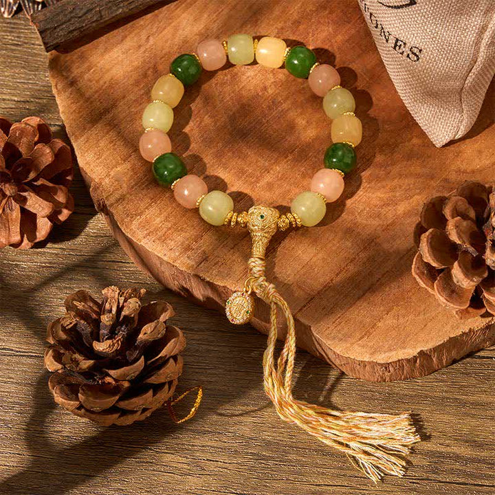 Buddha Stones Cyan Jade Quartzite Jade Harmony Rounded Rectangle Bead Bracelet - image 2