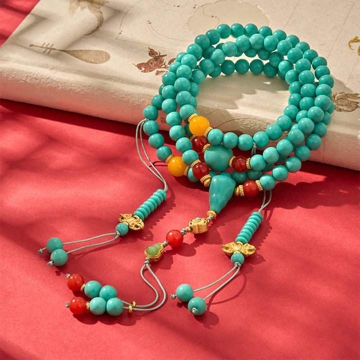 Buddha Stones Turquoise Tibetan Round 108 Beads Strength Mala - Turquoise(Protection♥Communication) - image 0