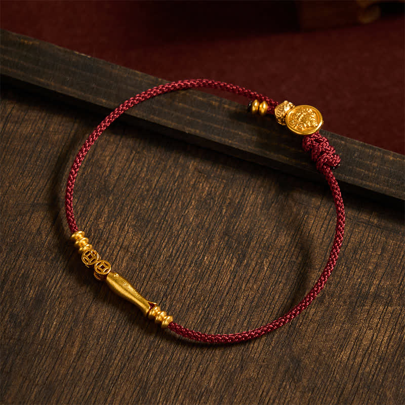 Buddha Stones Hand-Woven Red String Koi Fish Copper Coin Success Bracelet - image 2