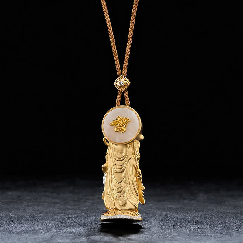 Buddha Stones Copper Lord Guan Grounding Protection Relief Pendant Necklace - image 3