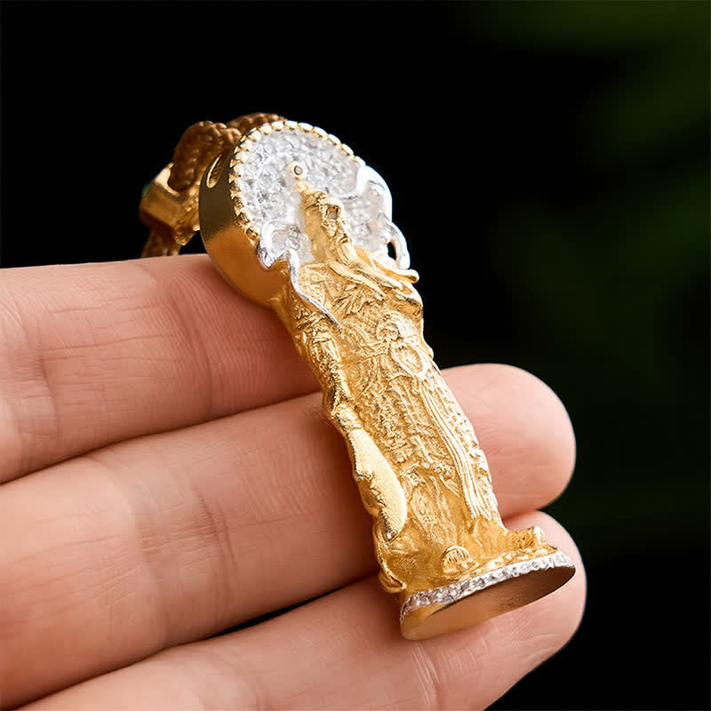 Buddha Stones Copper Lord Guan Grounding Protection Relief Pendant Necklace - image 5