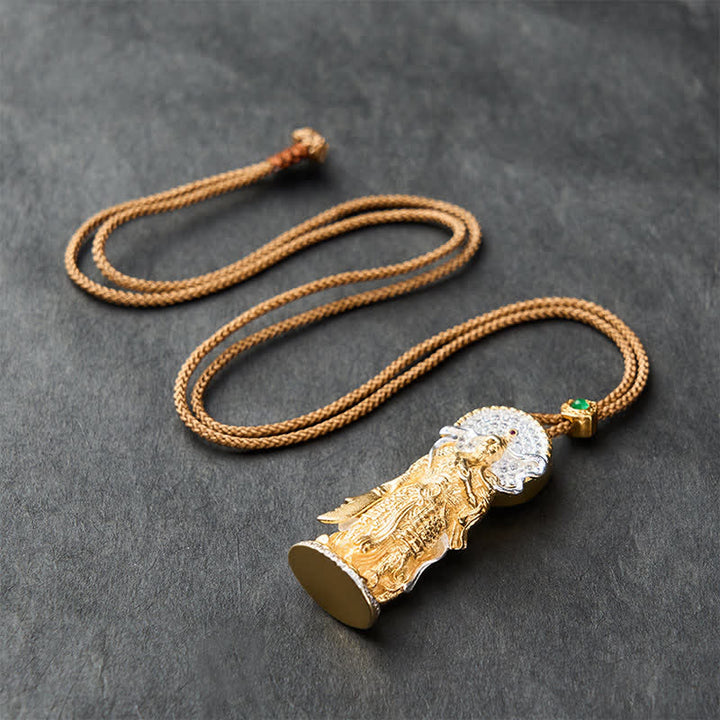 Buddha Stones Copper Lord Guan Grounding Protection Relief Pendant Necklace - image 4