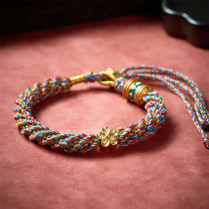 Buddha Stones Hand-Woven Tibetan Om Mani Padme Hum Flower Wisdom Rope Bracelet - image 2