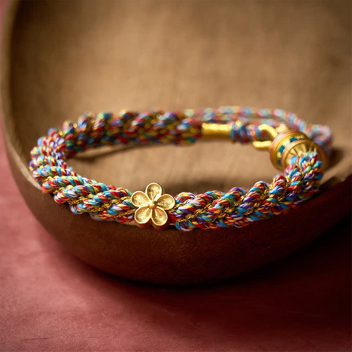 Buddha Stones Hand-Woven Tibetan Om Mani Padme Hum Flower Wisdom Rope Bracelet - image 4