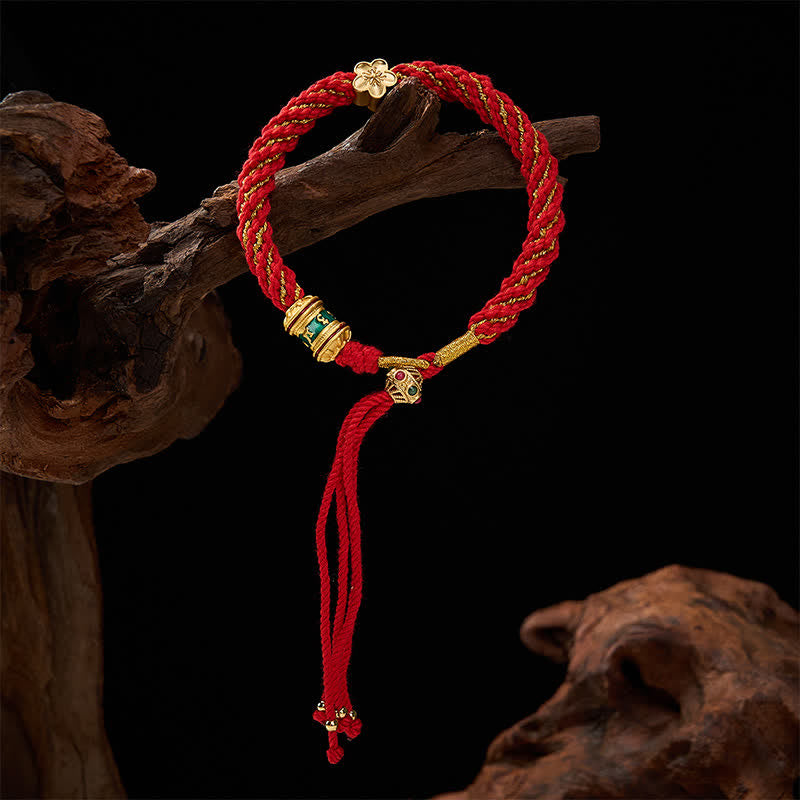 Buddha Stones Hand-Woven Tibetan Om Mani Padme Hum Flower Wisdom Rope Bracelet - image 16