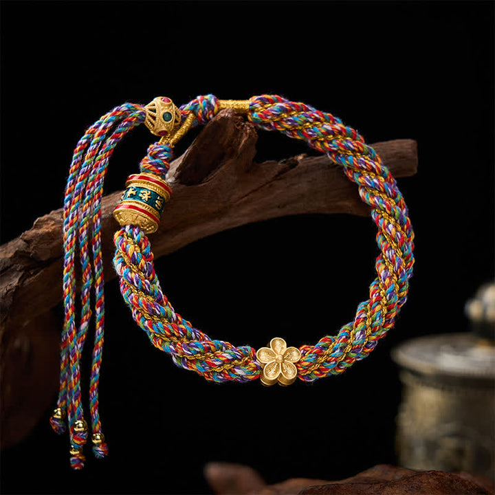 Buddha Stones Hand-Woven Tibetan Om Mani Padme Hum Flower Wisdom Rope Bracelet - image 5