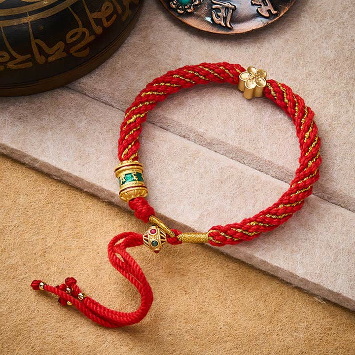 Buddha Stones Hand-Woven Tibetan Om Mani Padme Hum Flower Wisdom Rope Bracelet - image 10