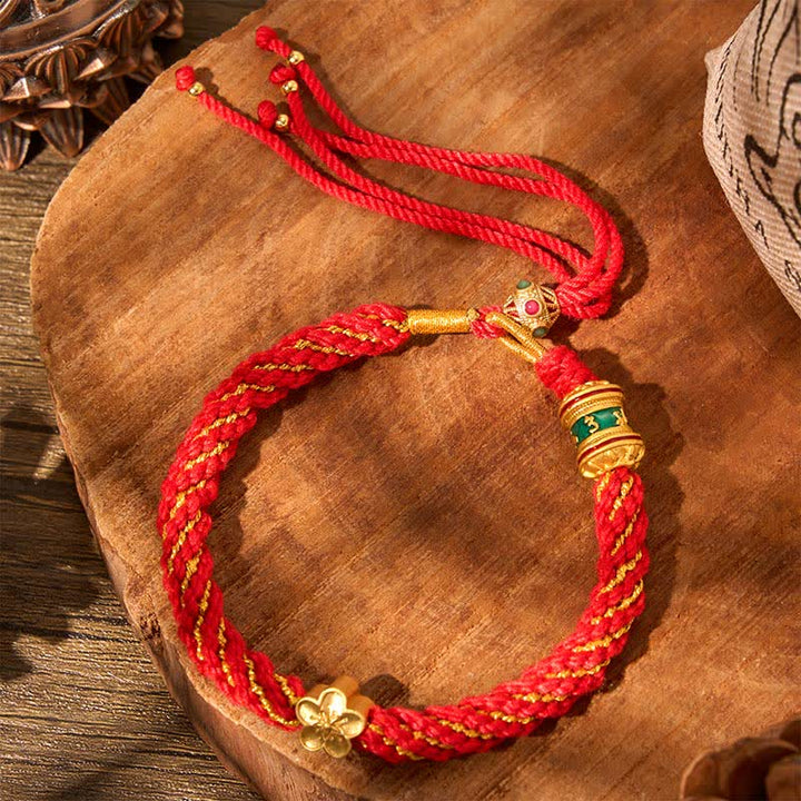 Buddha Stones Hand-Woven Tibetan Om Mani Padme Hum Flower Wisdom Rope Bracelet - image 11