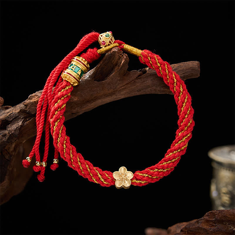 Buddha Stones Hand-Woven Tibetan Om Mani Padme Hum Flower Wisdom Rope Bracelet - image 15