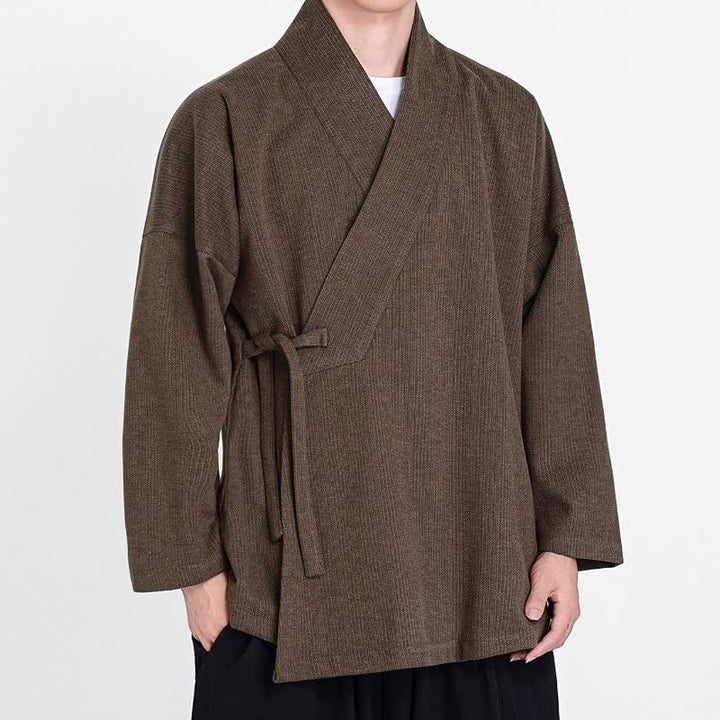 Buddha Stones Fall Winter Classic Minimalist Solid Corduroy Men's Kimonos - image 2