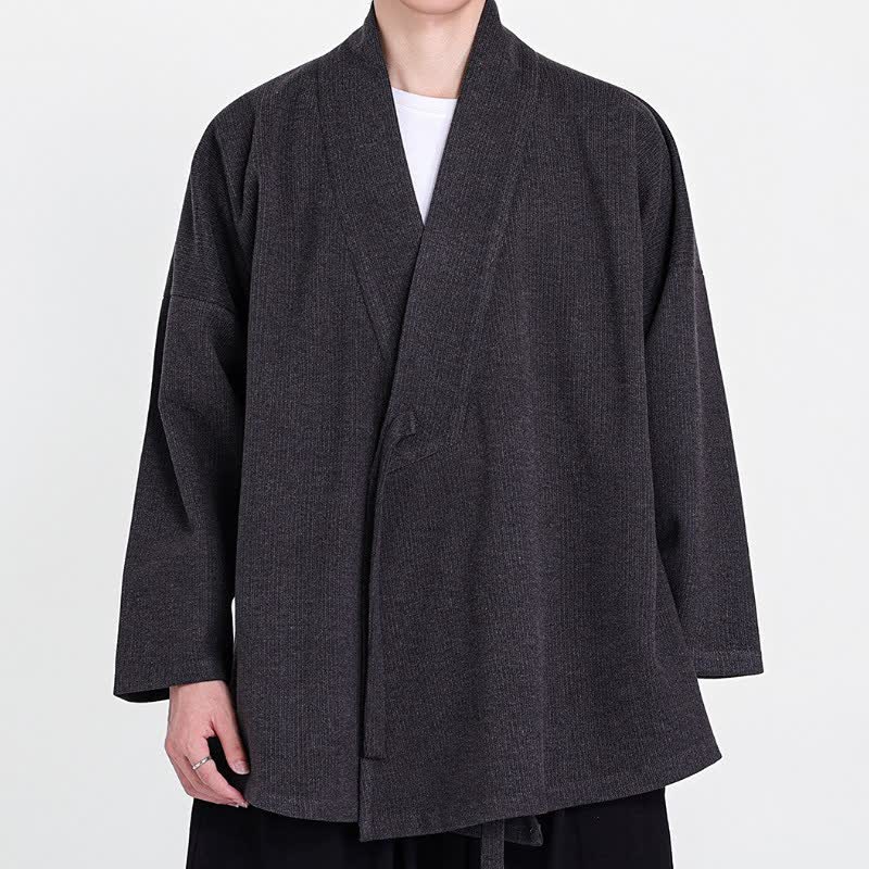 Buddha Stones Fall Winter Classic Minimalist Solid Corduroy Men's Kimonos - image 7