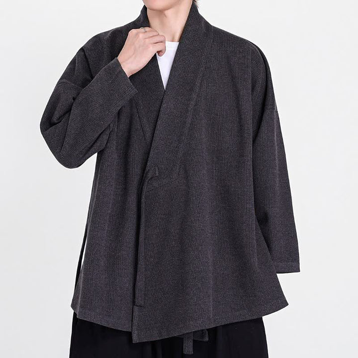 Buddha Stones Fall Winter Classic Minimalist Solid Corduroy Men's Kimonos - image 8