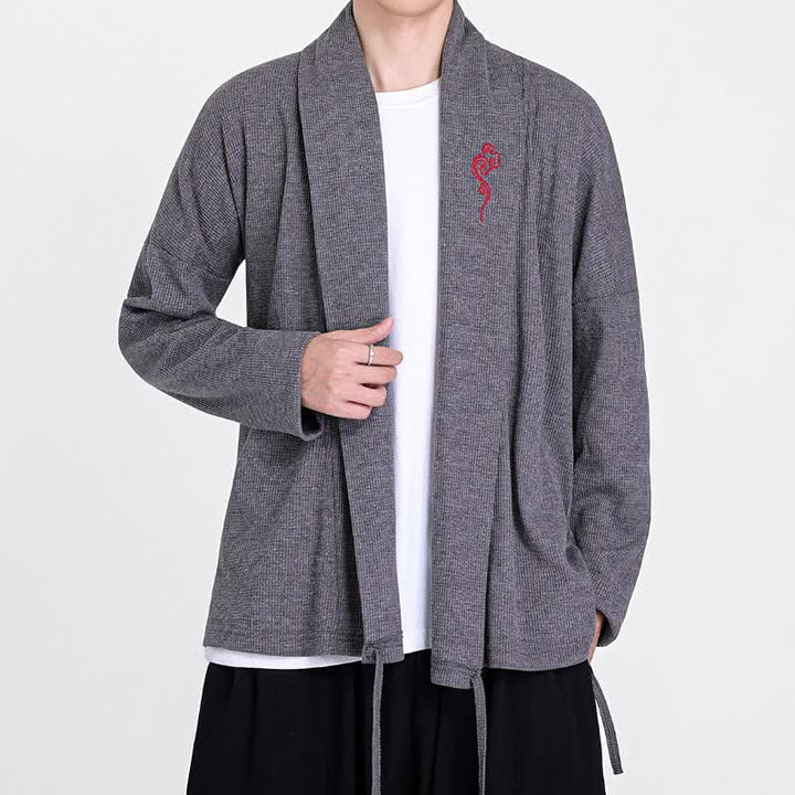 Buddha Stones Fall Winter Casual Tang Style Embroidery Solid Men's Kimonos - image 14