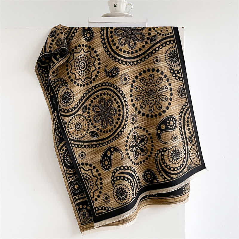 Buddha Stones Fall Baroque Paisley Cashew Flower Pattern Tassel Shawl - image 1