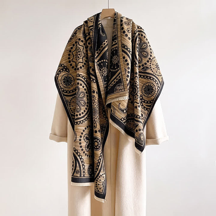 Buddha Stones Fall Baroque Paisley Cashew Flower Pattern Tassel Shawl - image 3