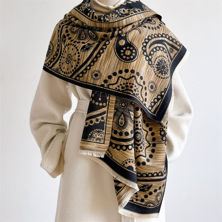 Buddha Stones Fall Baroque Paisley Cashew Flower Pattern Tassel Shawl - image 2