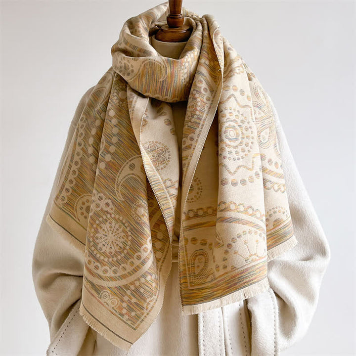 Buddha Stones Fall Baroque Paisley Cashew Flower Pattern Tassel Shawl - image 13