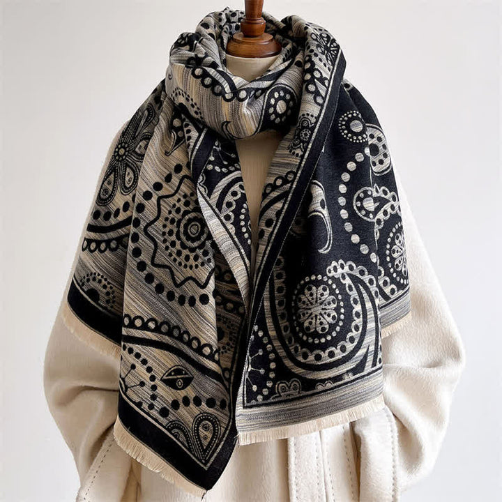 Buddha Stones Fall Baroque Paisley Cashew Flower Pattern Tassel Shawl - image 7