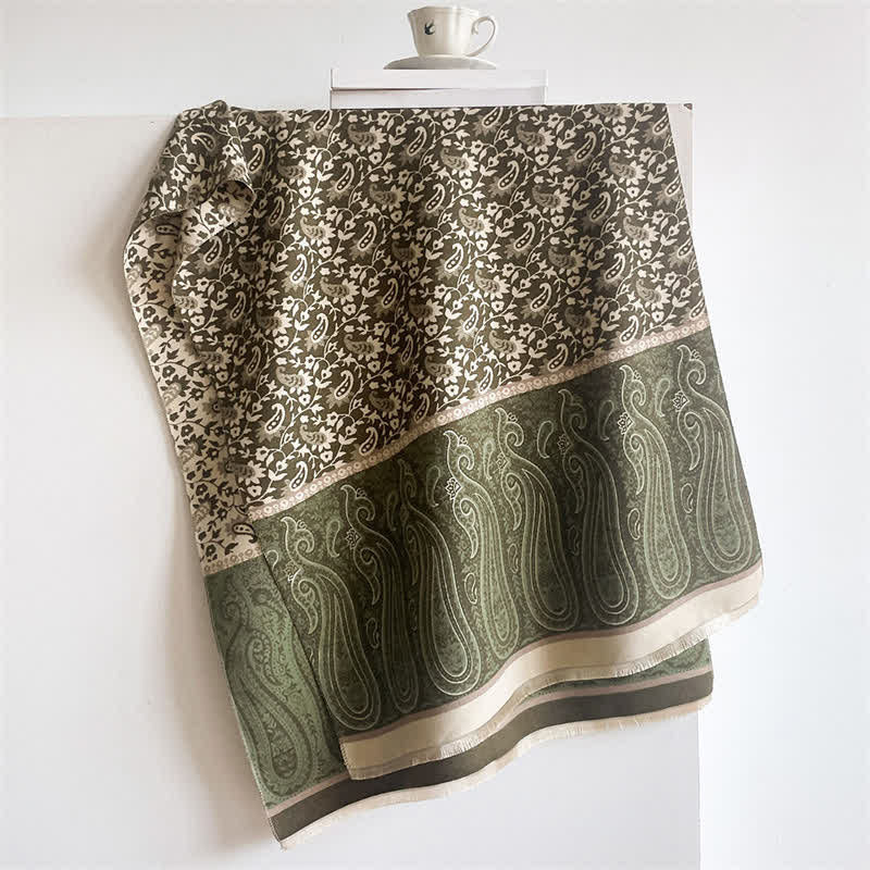 Buddha Stones Spring Fall Paisley Floral Vines Reversible Pattern Shawl - image 1