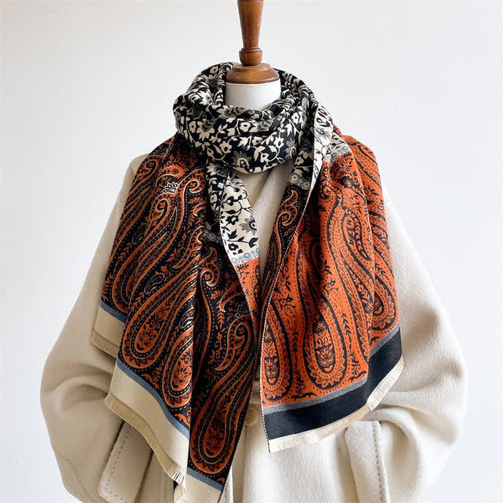 Buddha Stones Spring Fall Paisley Floral Vines Reversible Pattern Shawl - image 9