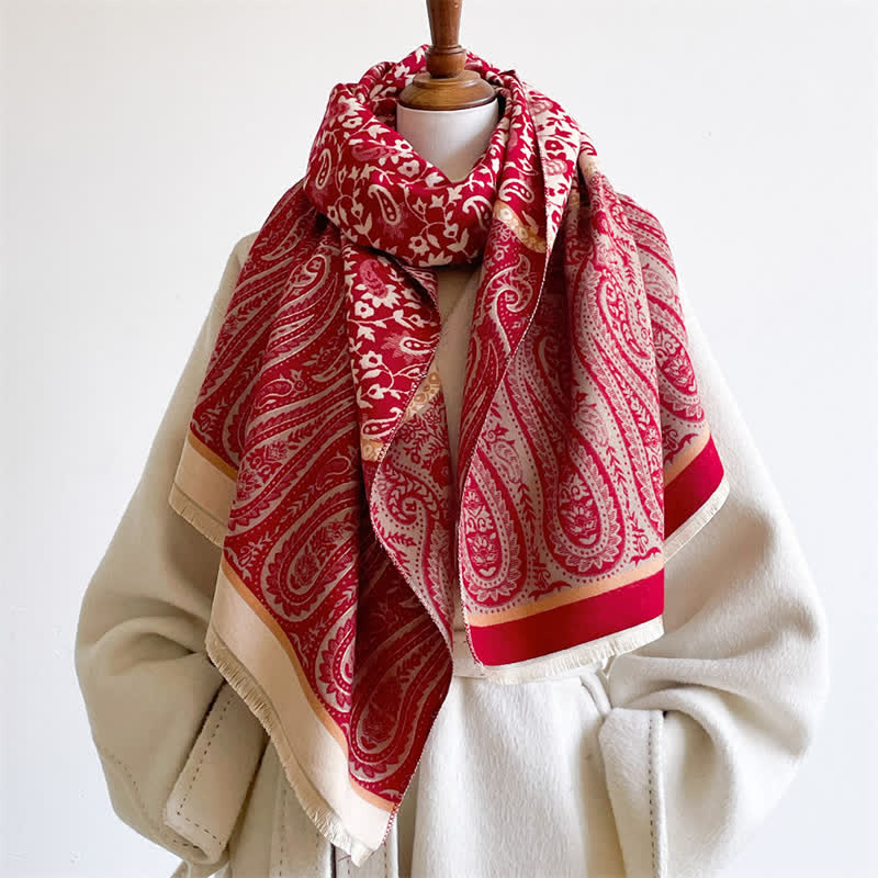 Buddha Stones Spring Fall Paisley Floral Vines Reversible Pattern Shawl - image 13