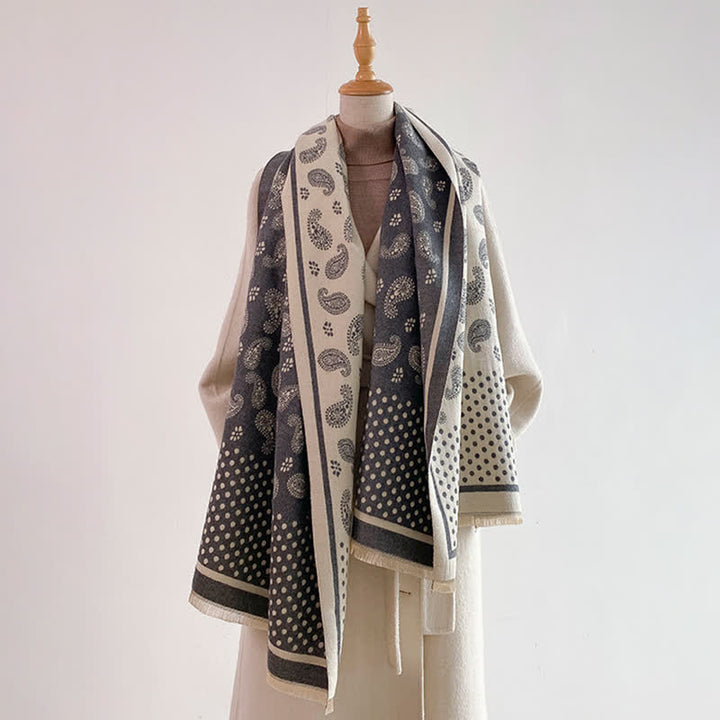 Buddha Stones Spring Fall Vintage Paisley Polka Dot Pattern Shawl - image 7