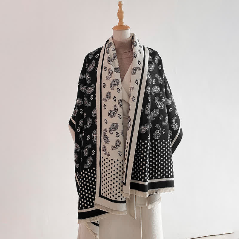 Buddha Stones Spring Fall Vintage Paisley Polka Dot Pattern Shawl - image 2