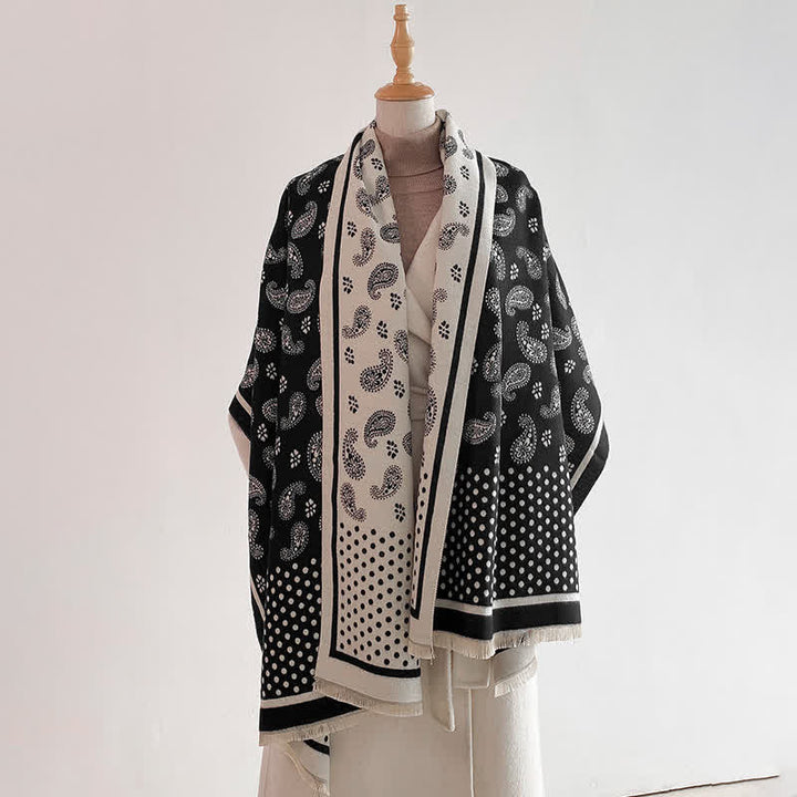 Buddha Stones Spring Fall Vintage Paisley Polka Dot Pattern Shawl - image 2
