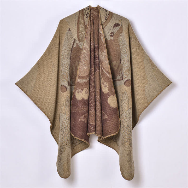 Buddha Stones Fall Winter Koi Fish Clouds Oriental Draped Soft Shawl - Tan - 130x150cm - image 22