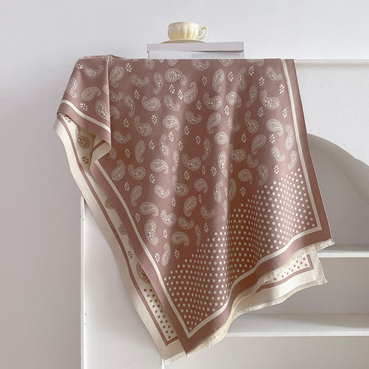 Buddha Stones Spring Fall Vintage Paisley Polka Dot Pattern Shawl - RosyBrown - 185*65CM - image 4