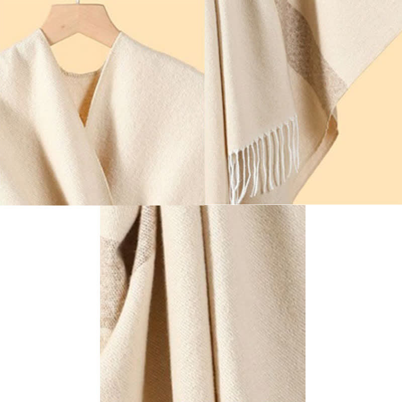 Buddha Stones Fall Winter Boho Striped Tassel Buckle Design Cozy Shawl - image 8