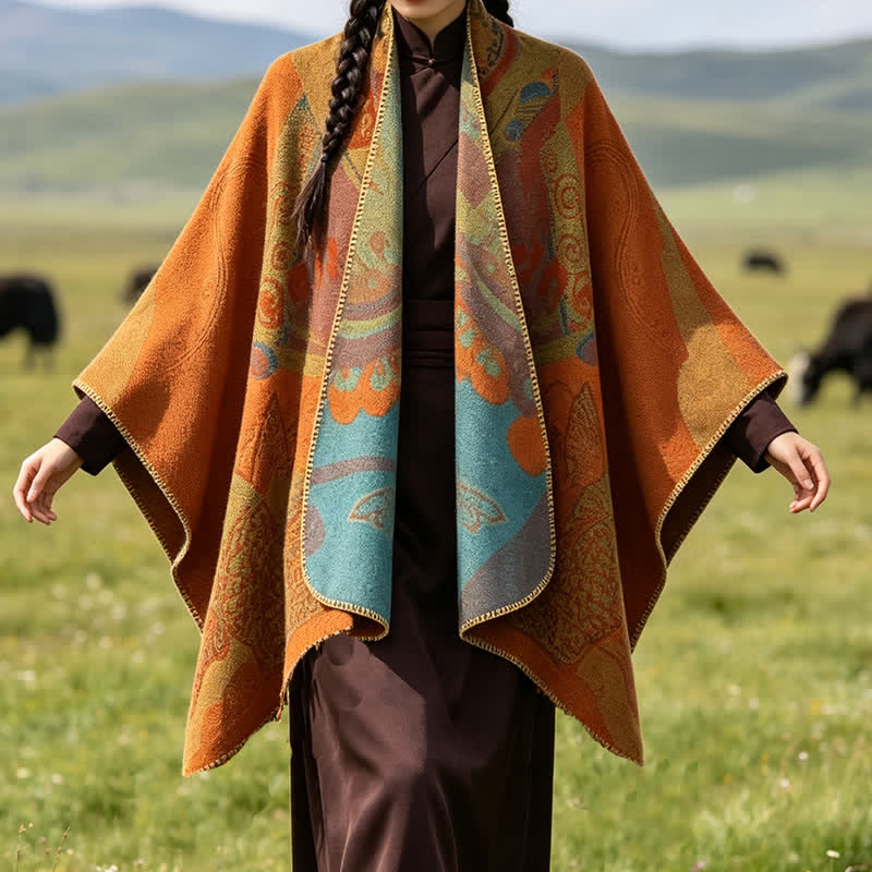 Buddha Stones Fall Winter Koi Fish Clouds Oriental Draped Soft Shawl - image 3