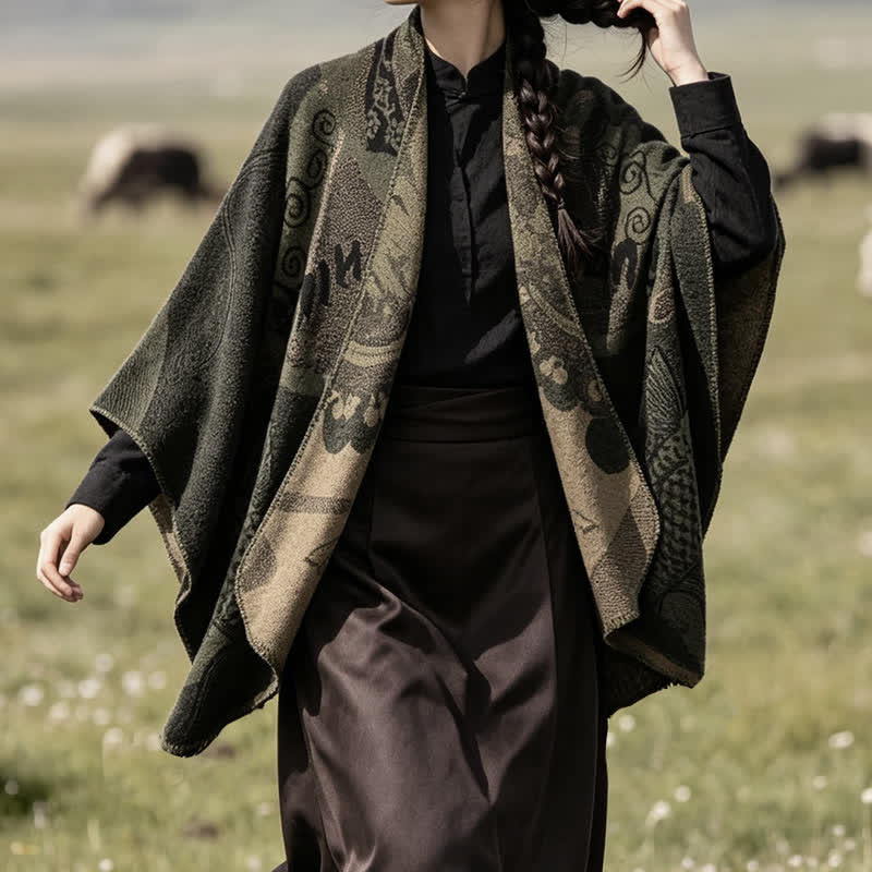 Buddha Stones Fall Winter Koi Fish Clouds Oriental Draped Soft Shawl - image 8