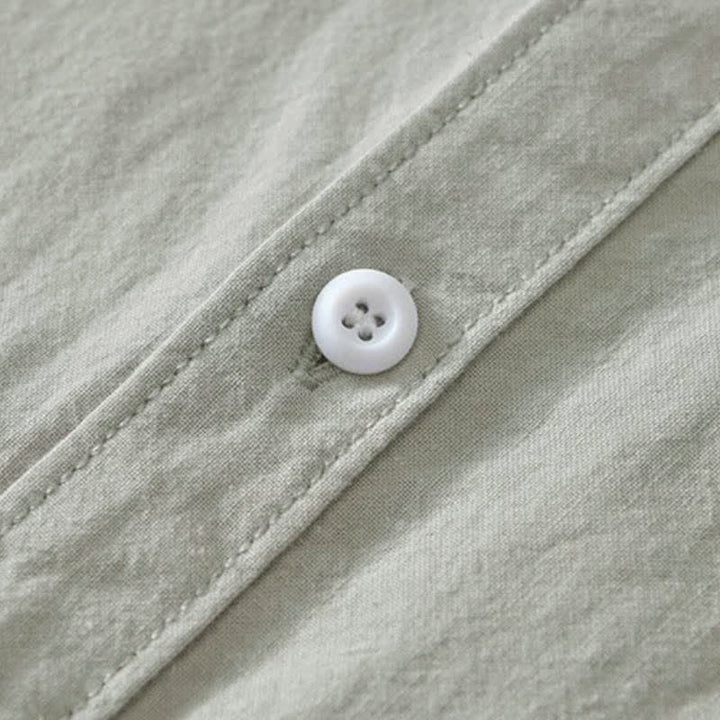Buddha Stones Spring Casual Minimalist Button-Up Solid Cotton Men's Long Sleeve Shirts - image 14