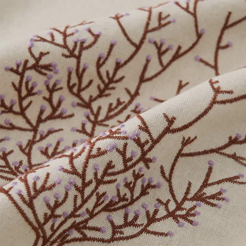 Buddha Stones Casual Embroidery Tree Drawstring Women's Crew Neck Design Half Sleeve T-Shirt - image 35