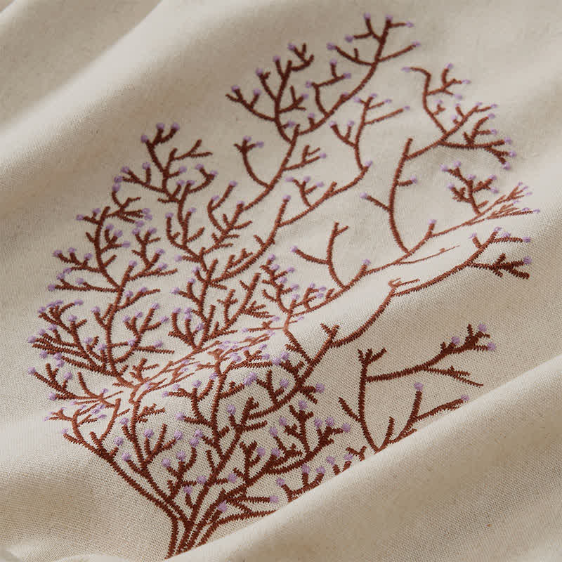 Buddha Stones Casual Embroidery Tree Drawstring Women's Crew Neck Design Half Sleeve T-Shirt - image 34