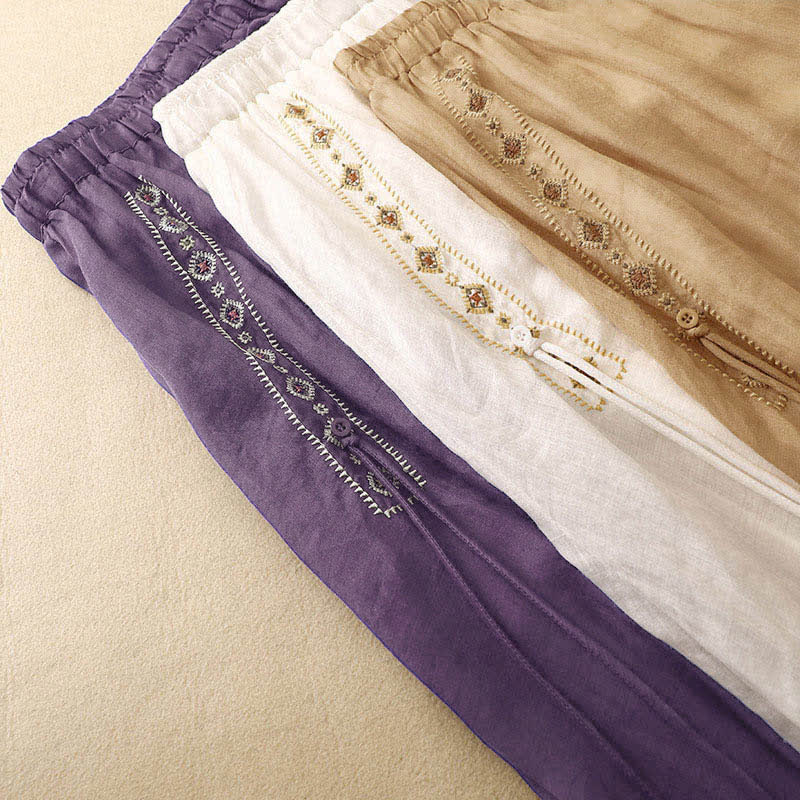Buddha Stones Ethnic Vintage Embroidery Button Design Women's 7-8 Length Skirt - image 16