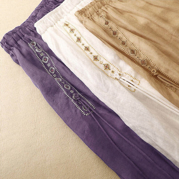Buddha Stones Ethnic Vintage Embroidery Button Design Women's 7-8 Length Skirt - image 16