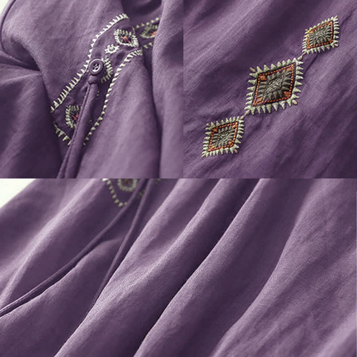 Buddha Stones Ethnic Vintage Embroidery Button Design Women's 7-8 Length Skirt - image 3