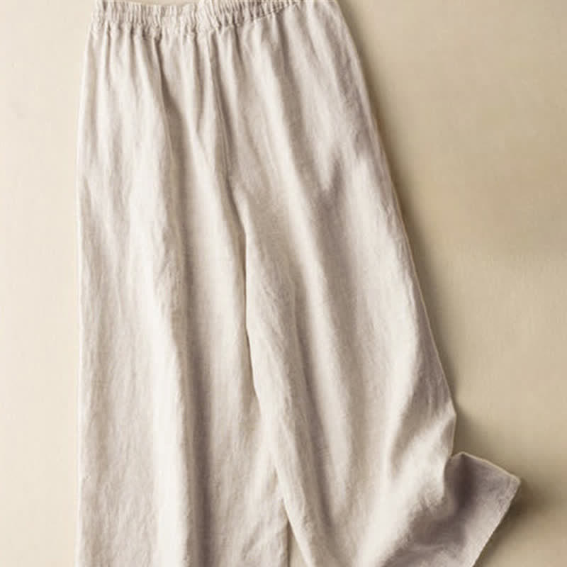 Buddha Stones Casual Embroidery Bohemian Pattern Drawstring Women's Wide Leg Pants With Pockets - image 1