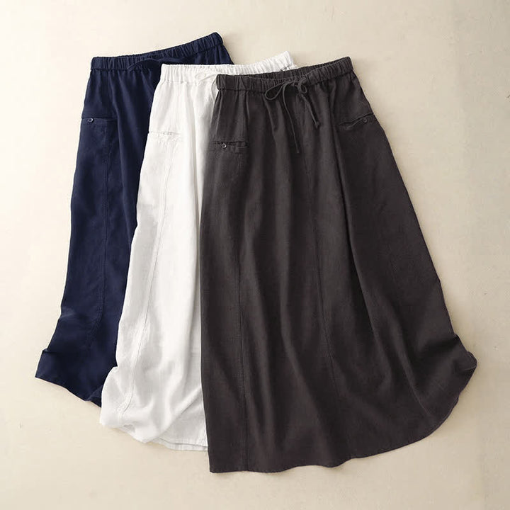 Buddha Stones Drawstring A-line Elastic Waist Women's Skirt - image 18
