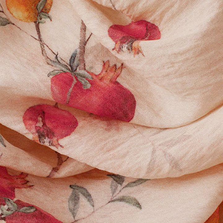 Buddha Stones Summer Tang Style Vintage Frog Button Pomegranate Print Women's Long Sleeve Shirts - image 10