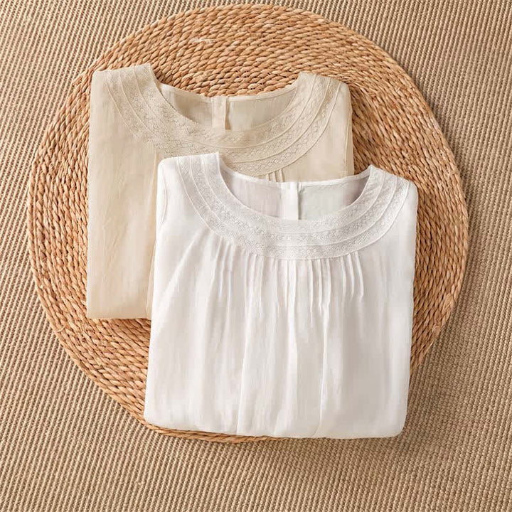 Buddha Stones Spring Summer Casual Elegant Embroidery Solid Women's Long Sleeve T-Shirt - image 12