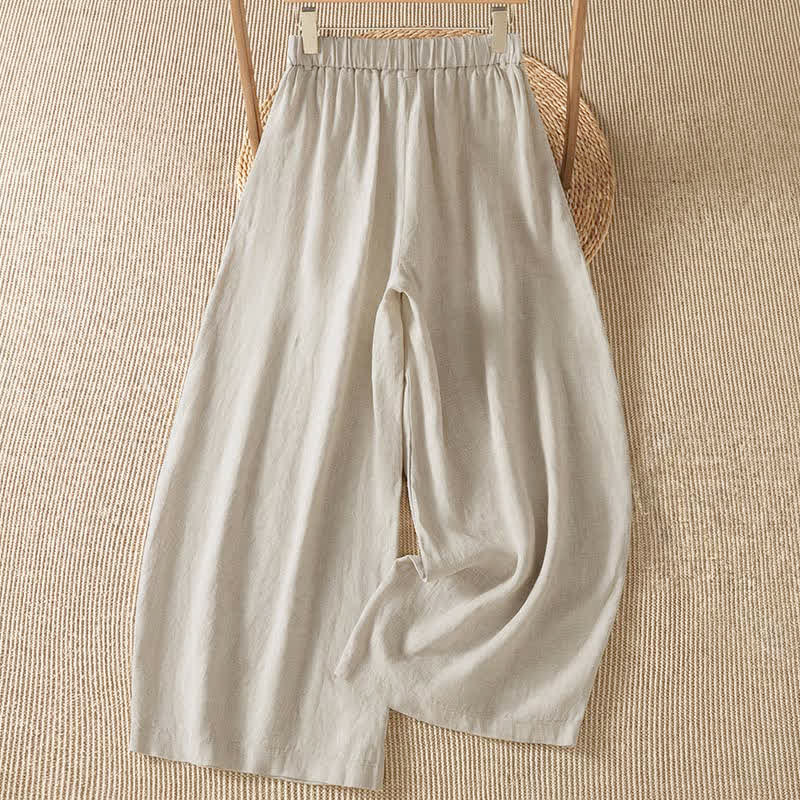 Buddha Stones Spring Summer Casual Solid Zipper Design Ankle Pants Women's Wide Leg Pants With Pocket - image 1