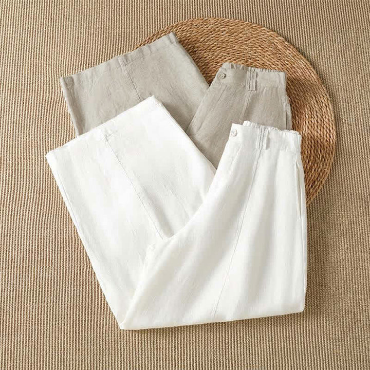 Buddha Stones Spring Summer Casual Solid Zipper Design Ankle Pants Women's Wide Leg Pants With Pocket - image 17