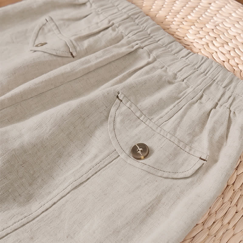 Buddha Stones Spring Summer Casual Minimalist Solid Ankle Pants Women's Straight Leg Pants With Pocket - image 4